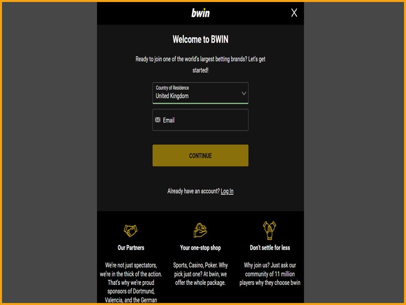 Registrazione al casinò Bwin