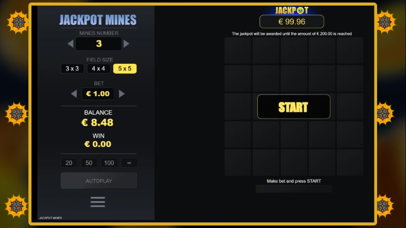 Spielparameter des Jackpot Mines Gambling Game