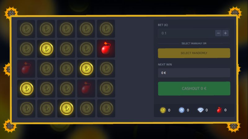 Payouts in the game Betsolutions Mines