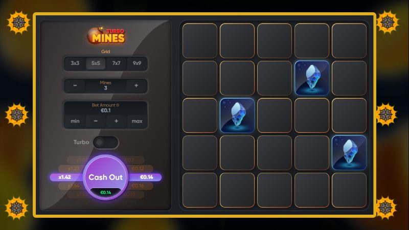 Payouts in the gambling game Turbo Mines