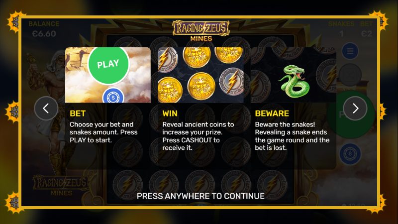 Raging Zeus Mines - play for money in an online casino