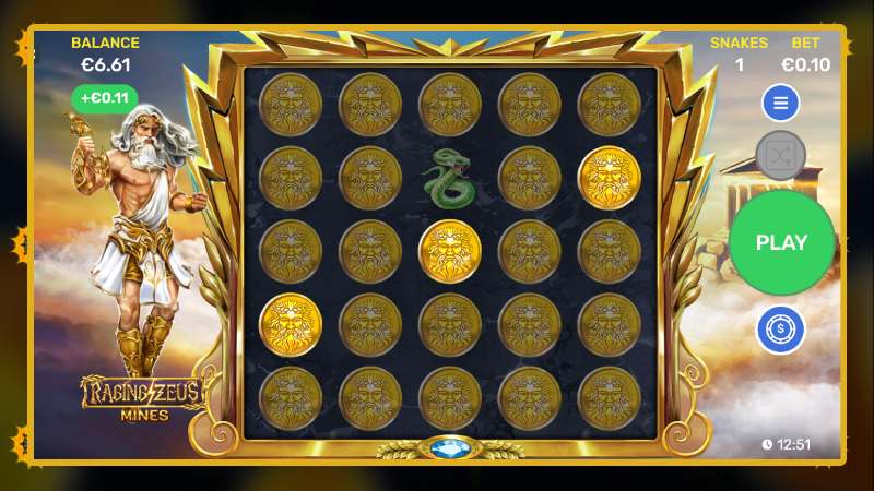 Payouts in the Slot Game Raging Zeus Mines